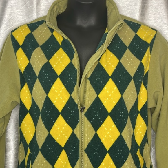 Sun Mountain Outerwear Women’s XL Argyle Diamond Print Fleece Full Zip Jacket - Picture 3 of 7